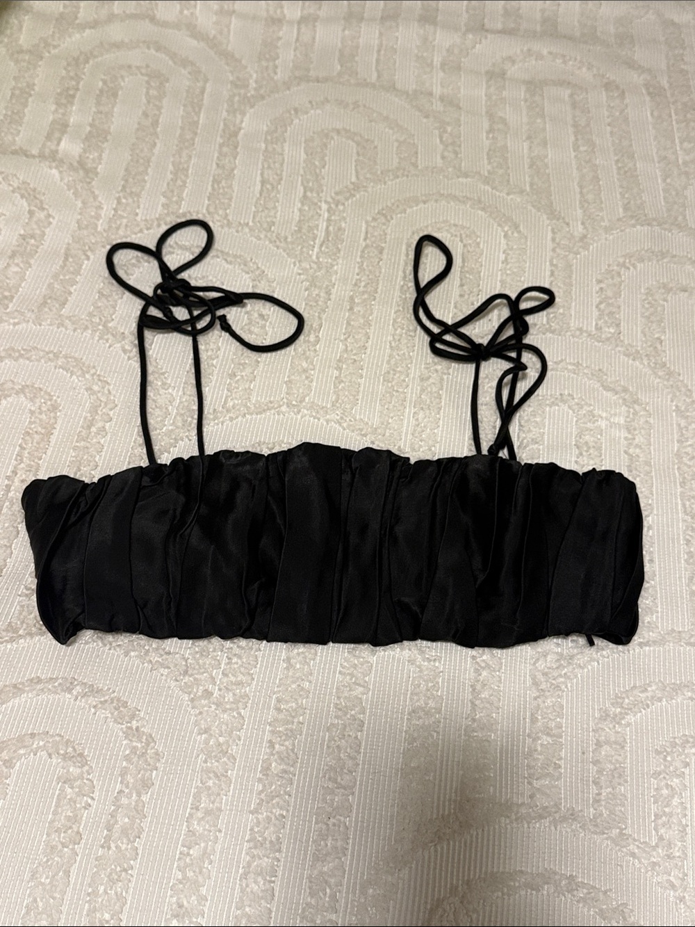 Zara Black Ruched Spaghetti-Strap Crop Top